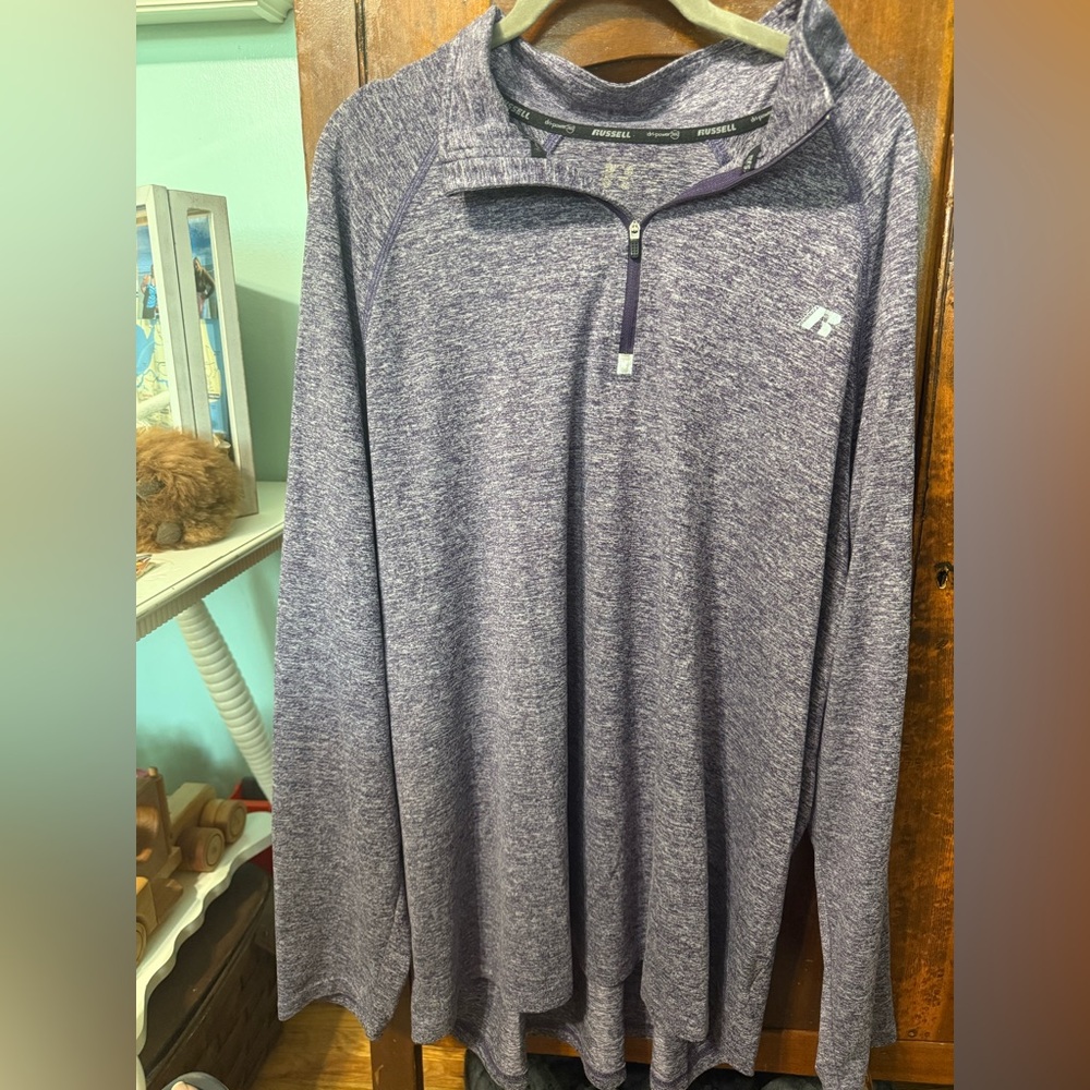 Russell dry power 360 athletic shirt, long sleeve size 14 purple